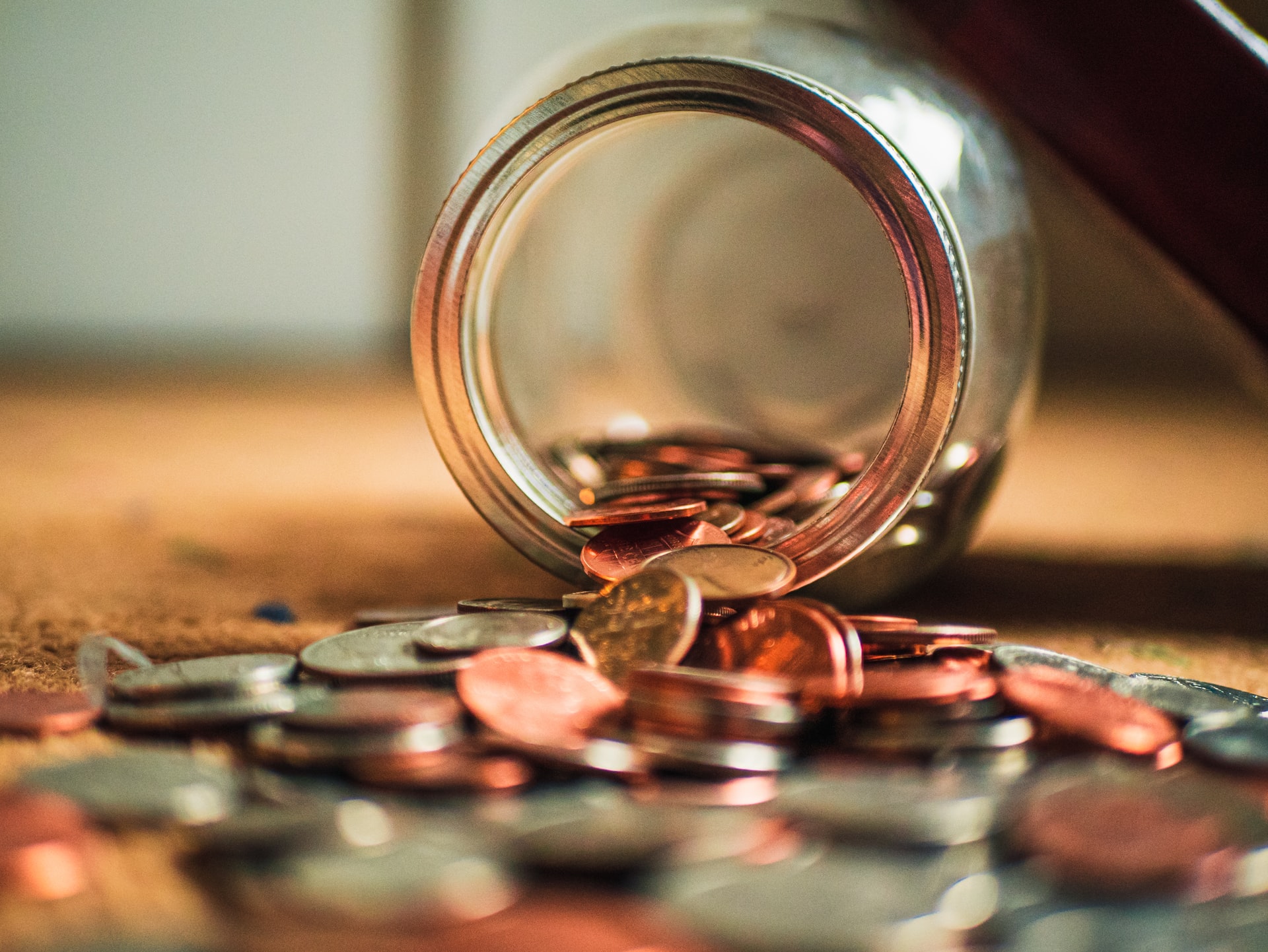 coins in the saving jar